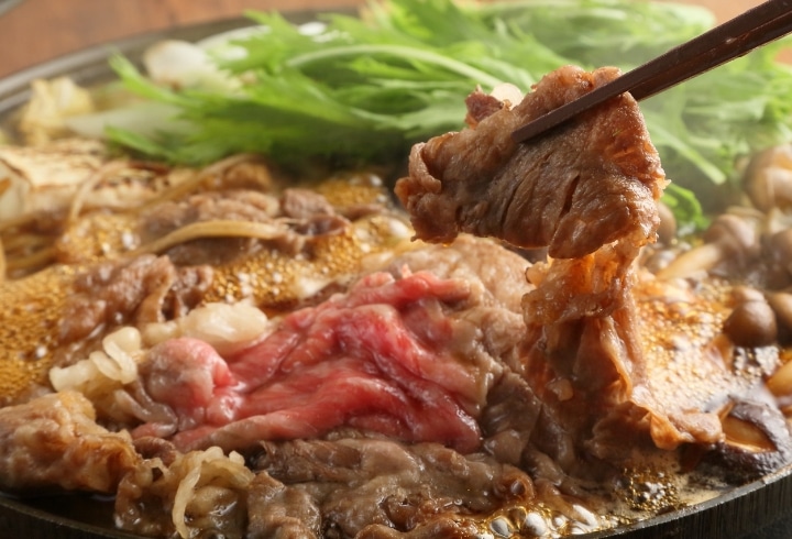 割り下で味わうすき焼きの牛肉
